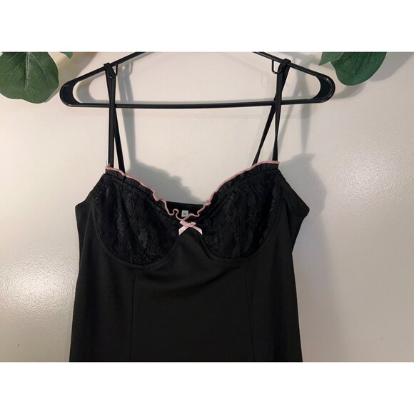 Black Slip Lace Dress Women Size M Babydoll Nightie Lingerie Chemise Cami Nightg - Picture 3 of 16